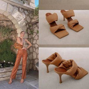 Free People Alohas Twist Strap Mule Sandals Brown Size 38 NWOT $190